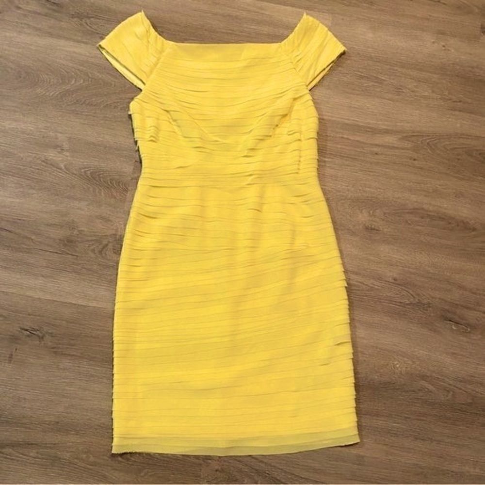 ALICE + OLIVIA CANARY YELLOW TIERED SHEATH DRESS 6 NWT